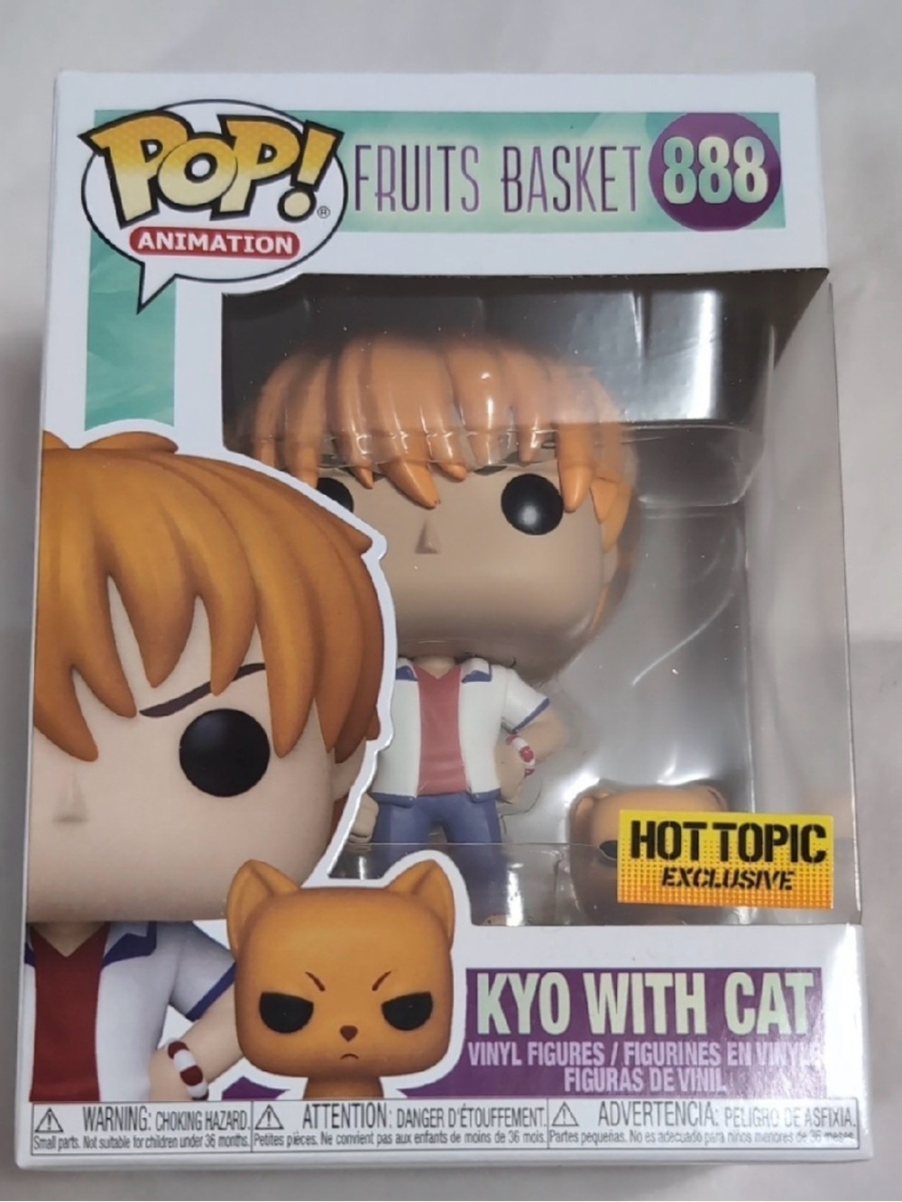 Funko Pop Fruits Basket Kyo With Cat #888 Hot Topic Exclusive Vinyl Figure